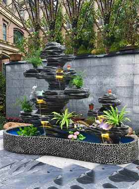 大型假山流水喷泉摆件家庭院子水池造景鱼池室内室外庭院花园景观