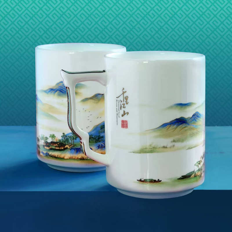 国文杯潮新创中式漏国潮带过滤滤泡盖带礼品茶杯马克茶杯办公茶过
