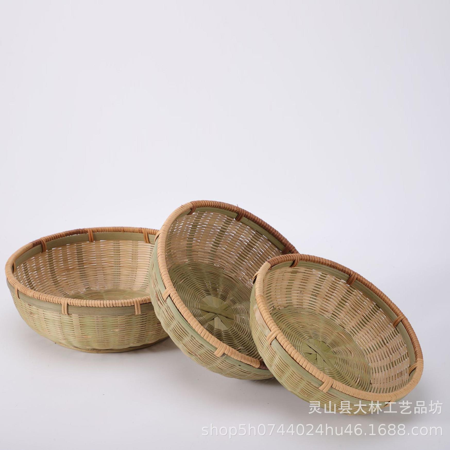 竹编馒头筐竹筐洗菜篮子竹编筐子竹篮子水果篮收纳筐工艺品竹篮