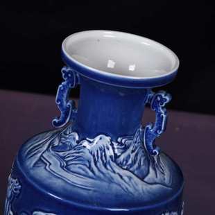 手工装饰品中国摆件中式瓷器插花创意风格雕刻仿古客厅陶瓷花瓶