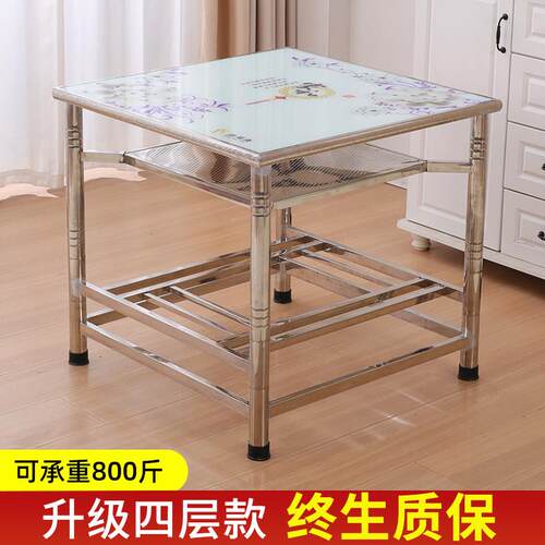 不锈钢烤火桌子家用可折叠多功能取暖正方形烤火架吃饭餐桌小方桌