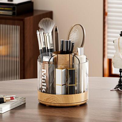 Rotate makeup brush organizer.Desktop storage box Multifunct