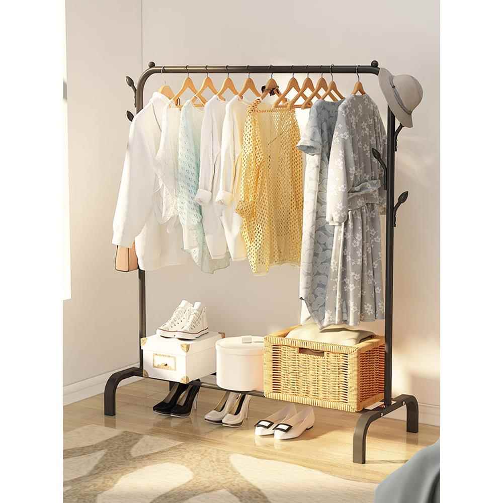 晾衣架落地简易挂衣家用折叠单杆卧室内阳台宿舍凉衣杆晒衣服架子