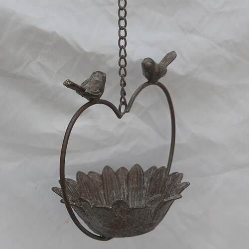 外单欧式覆古铸铁户外防锈喂鸟器花园摆件装饰庭院园艺杂货悬挂件