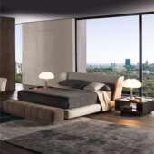 007卧简约榻榻米软 意式 轻奢风艺磨科砂技布床艺床网红风布主MI