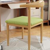 艺北TU 80欧餐椅家用简约铁牛角子仿实木背凳椅子奶靠茶店主题餐