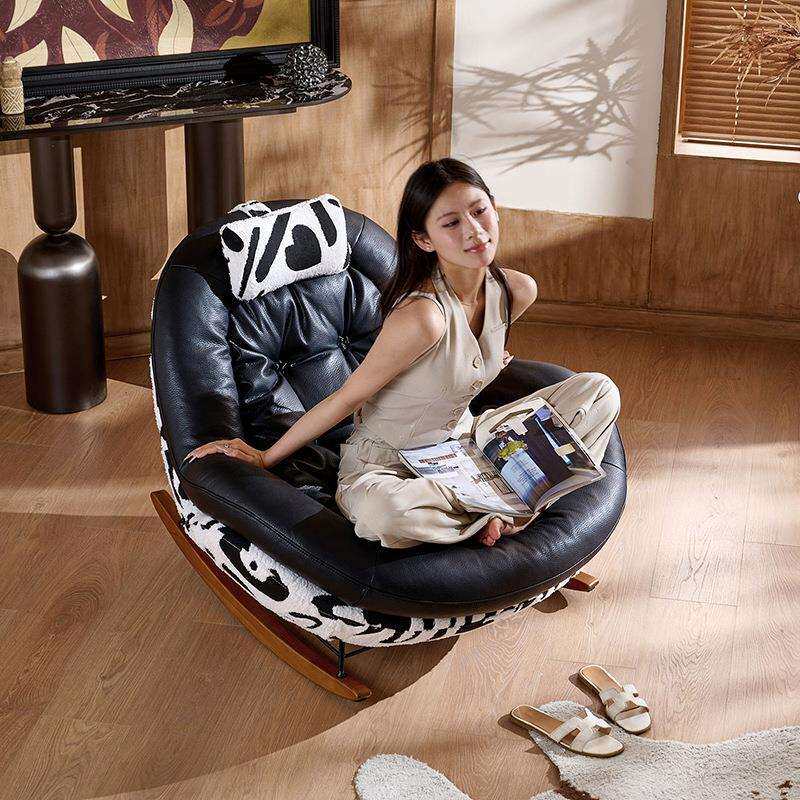 设计师企鹅摇椅别墅客厅羽绒懒人沙发布艺休闲椅简约轻奢单人沙发