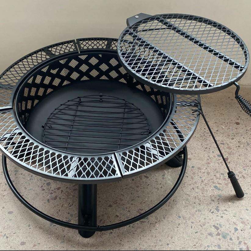 户外庭院圆形烧烤炉取暖柴火炉烤火架烤火炉碳火盆取暖炉篝火盆炉