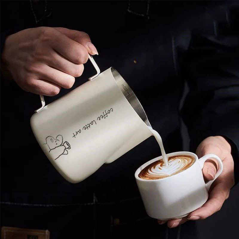 咖啡尖嘴拉花杯304不锈钢打奶缸奶泡拉花咖啡器具刻度奶泡杯