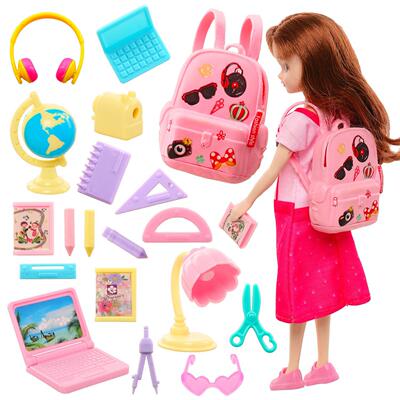 Kawaii Miniature Dollhouse Study Accessories for Barbie 18 i