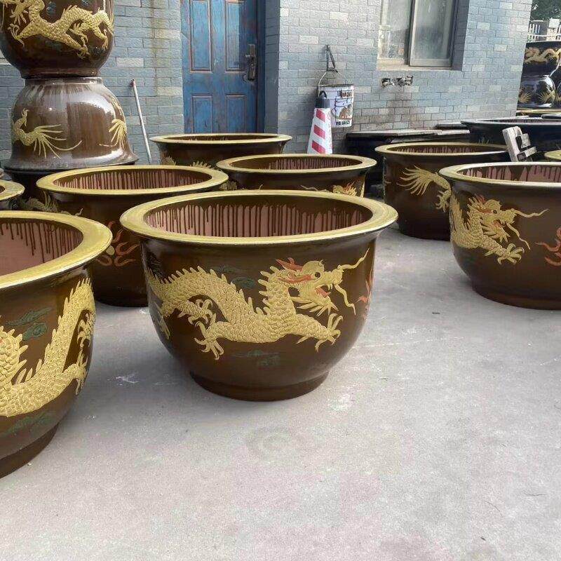 特价龙缸花盆陶瓷特大号家用土陶庭院种树花盆铁树盆发财树绿植盆