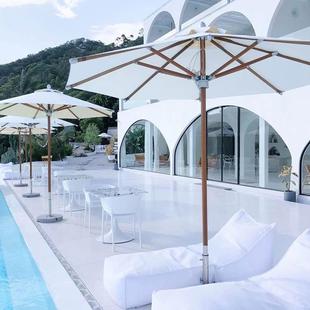 户外遮阳伞庭院伞实木中柱伞室外民宿泳池露台伞奶茶店外摆太阳伞