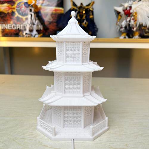 3D打印中式国风灯塔宝塔床头氛围灯古建筑阁楼桌面摆件台灯调光