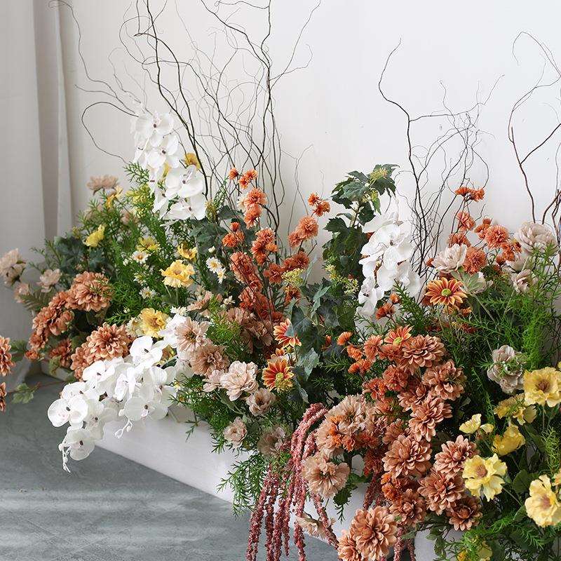 仿真花槽植物装饰插花摆件酒店餐厅花箱隔断装饰花盆栅栏花丛软装