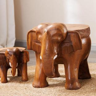 泰国大象凳实木家用门口换鞋凳动物坐凳儿童小矮凳创意木墩凳矮凳