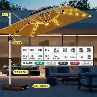 户外遮阳伞庭院伞露台阳台摆摊大太阳伞别墅花园室外灯条珠罗马伞