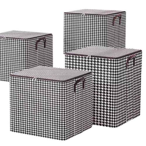 千鸟格无纺布衣物棉被袋防尘被子收纳整理袋衣柜有盖拉炼收纳袋