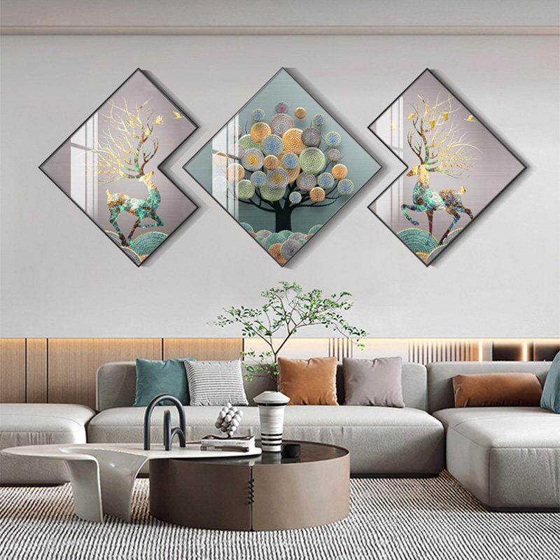 现代简约客厅装饰画 画轻奢高级感三联画 画沙发背景墙挂画 画高