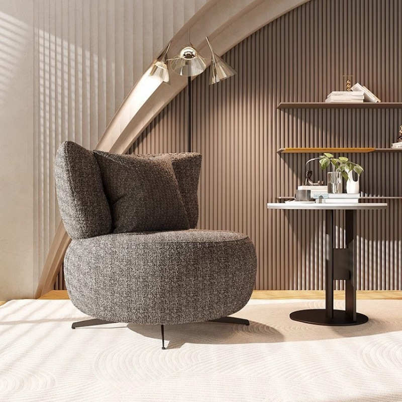样板房设计师旋转沙发北欧棉麻单人沙发椅客厅卧室靠背懒人沙发椅