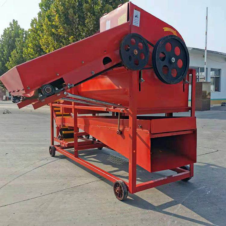 河南南阳收花生工具农用摘果机新型花生脱秧机喂入式可自动装袋