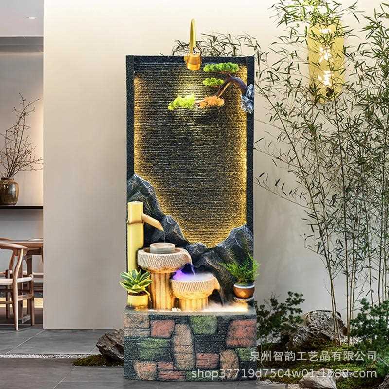 工艺新风格假山喷泉流水摆件客厅办公室庭院阳台大型水幕墙装饰品