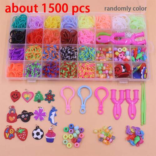 600-1500pcs+ Colorful Loom Bands Set Candy Color Bracelet Ma
