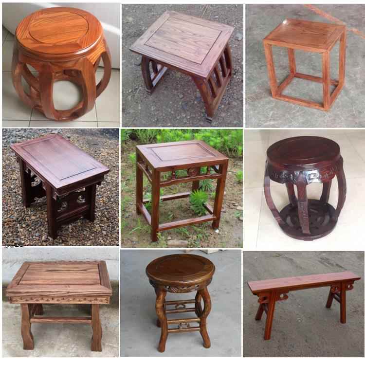 实木圆形鼓凳长方凳铜钱凳简约四方凳换鞋矮儿童小椅子新中式榆木