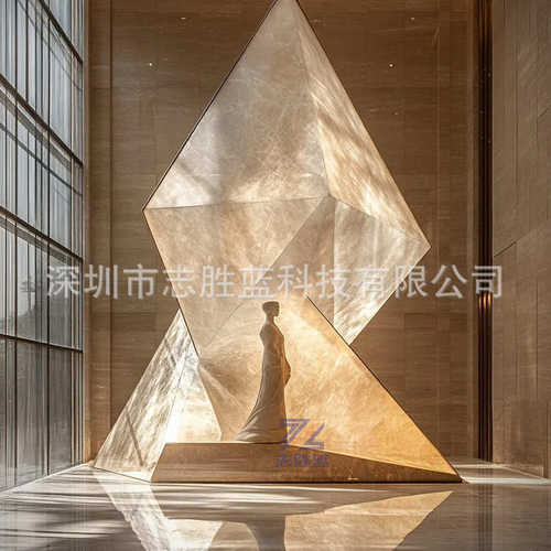 玻璃钢内发光雕塑半透装置墙板隔断可定制支持打样美陈源头工厂