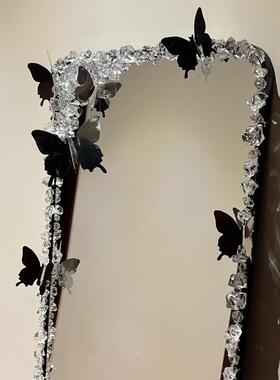 蝴蝶碎冰镜DIY材料改造边饰创意卧室客厅入口女孩换镜.