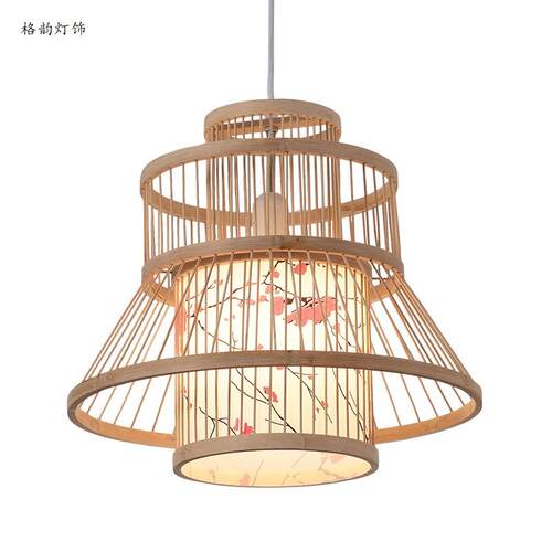 日式餐厅竹艺吊灯创意个性新中式火锅饭店阳台走廊竹编装饰小吊灯