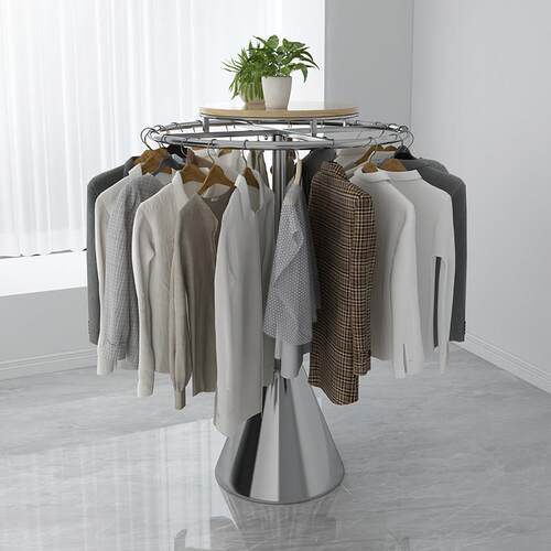 高档童装店展示架儿童服装货架圆形旋转衣架中岛落地式衣服陈列架