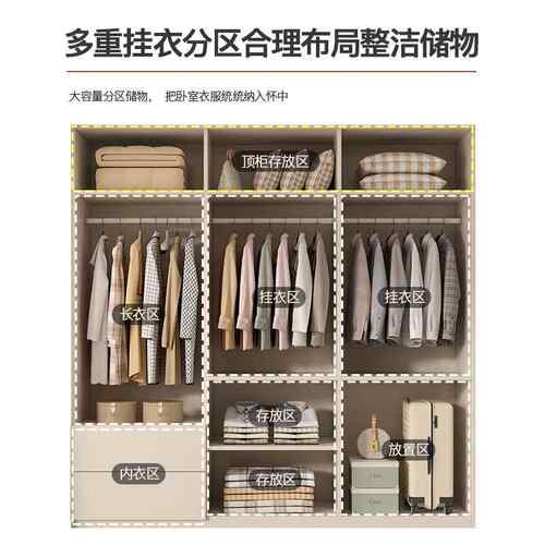 家用衣柜实木拉门衣柜家用卧室衣柜挂衣区多收纳柜分段式大衣橱