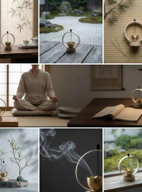 颂钵瑜伽风铃音疗钵木制手工铜冥想法器铜磬钵盂静心佛音圆形门铃