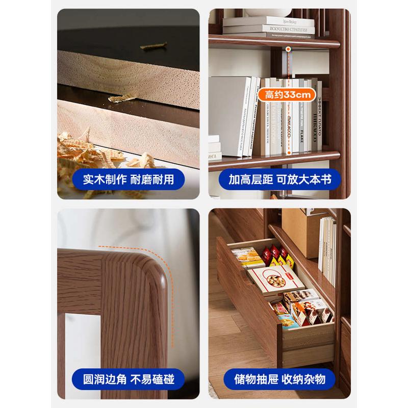 书架落地简约卧室实木大容量家用儿童收纳架客厅多层简易书柜小型
