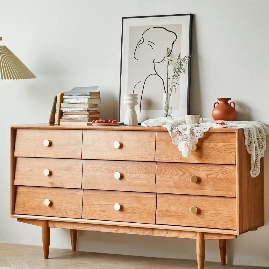 北欧实木卧室九斗柜储物柜客厅收纳柜抽屉餐边柜门厅柜展示柜房间