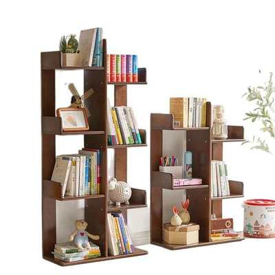 实木置物架落地书架创意隔板家用简约现代客厅靠墙多层树形小书架