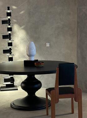 中古风简约实木圆形餐桌 法式奶油风会所洽谈桌椅小户型吃饭桌子