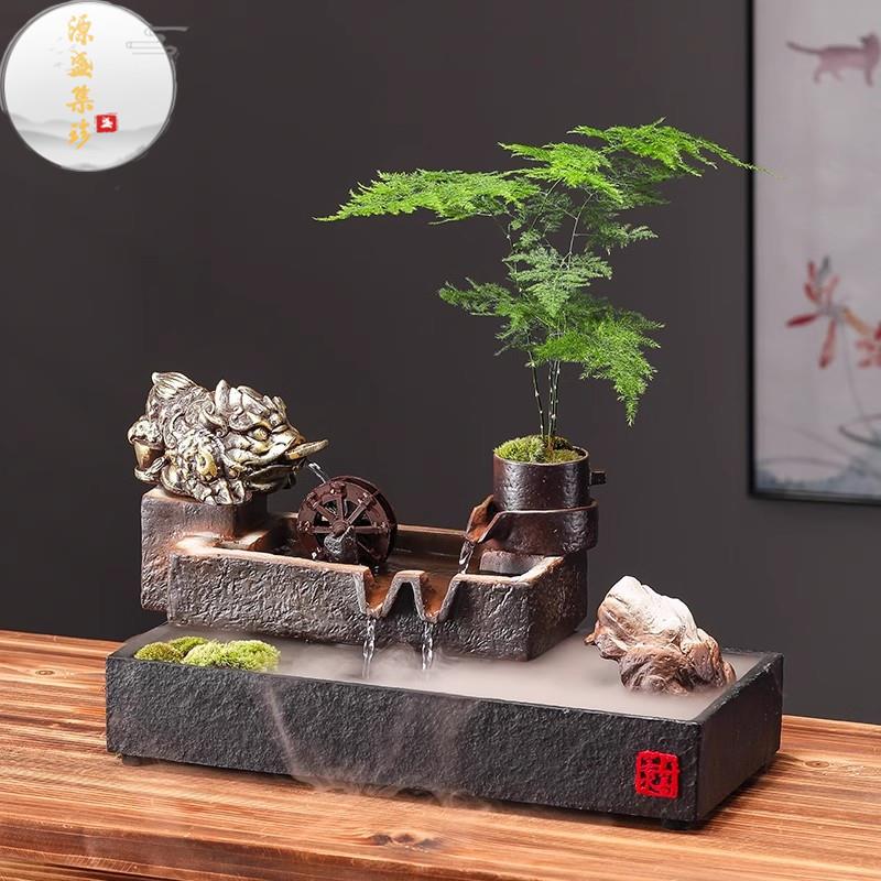 源盛集珍办公室风水轮流水喷泉生招财金蝉貔貅玄关茶前台开业乔迁