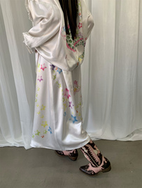 FOURFORTY 2D SILK DRESS 梦幻童年 二次元少女印花蕾丝醋酸半裙