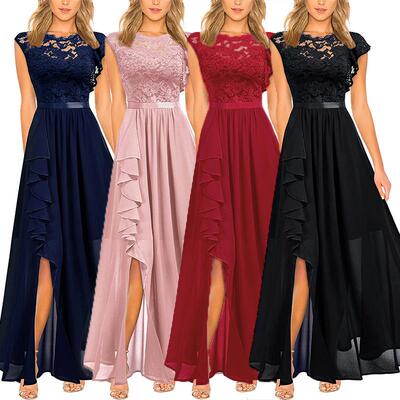 Banquet women's long dress, small dress, lace bridesmaid
