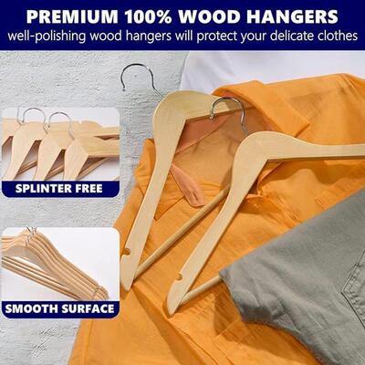 5PCS Wooden Hangers Non-marking Sun Racks Wooden Suit Clothe