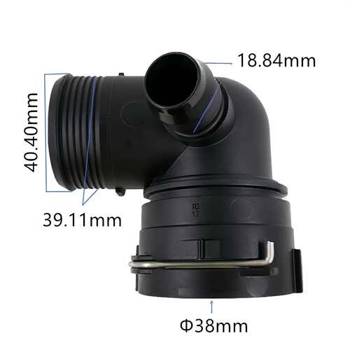 NW32大尺寸弯头冷却暖风水管废气管接头内径约38mm 塑料黑色接头