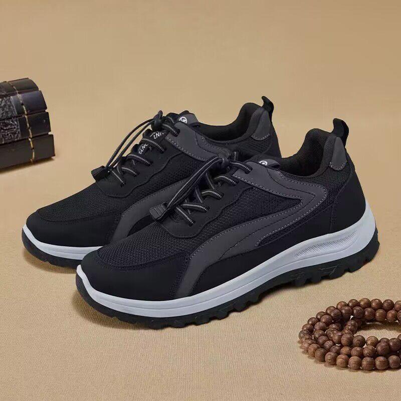 男士夏季新款中老年人网面爸爸鞋防滑软底健步鞋透气运动休闲鞋薄