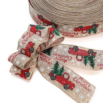 Christmas Burlap Ribbon - For Gift Wrapping & Holiday Decor