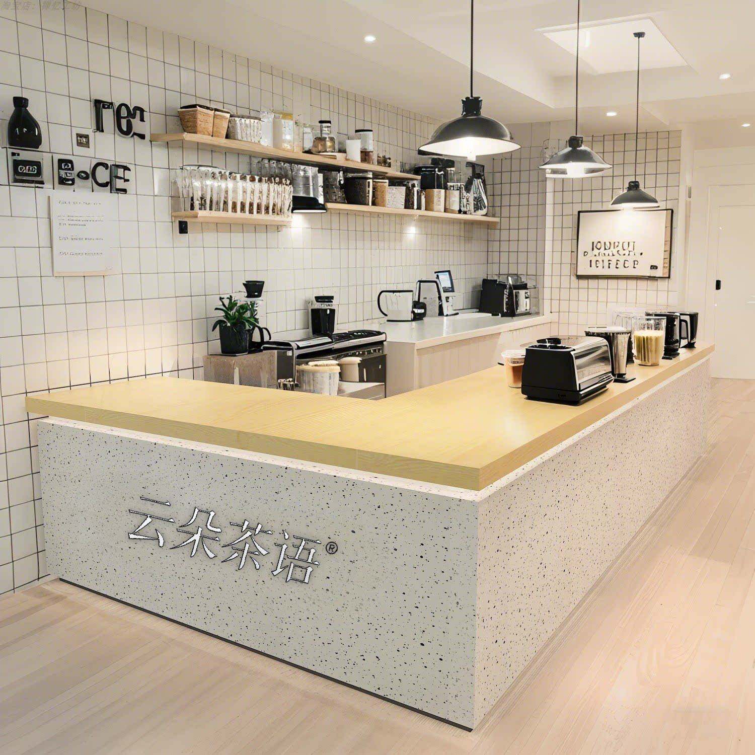 奶茶店吧台咖啡蛋糕烘焙水果店餐饮店收银柜台柜台烤漆前台转角定