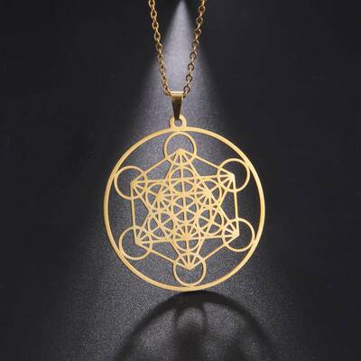 Stainless Steel Angel Seal Archangel Metatron Necklace Women