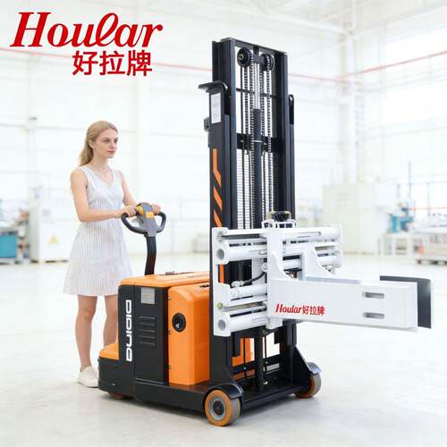 步行式平衡重旋转抱夹360°站驾平板夹卷膜翻转堆高车油桶车圆柱