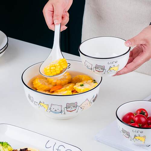 怀恒家用陶瓷吃饭碗米饭碗小碗简约饭碗创意学生个性北欧可爱餐具