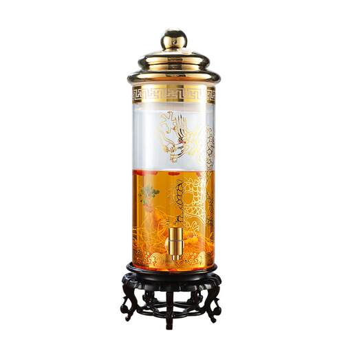 A5L泡酒玻璃瓶带龙头人参瓶大口加厚空酒瓶家用密封无铅酒坛