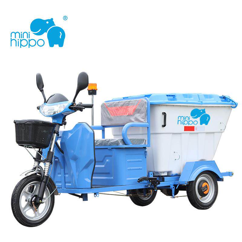 小河马环卫垃圾清运车转运车500L垃圾运输车保洁车电动三轮垃圾车